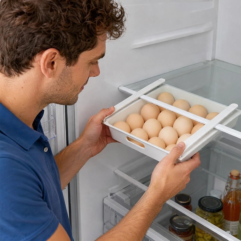Boite à oeufs avec homme