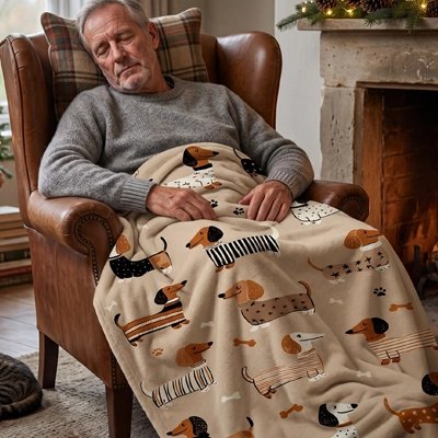 Couverture homme endormis sur fauteuil