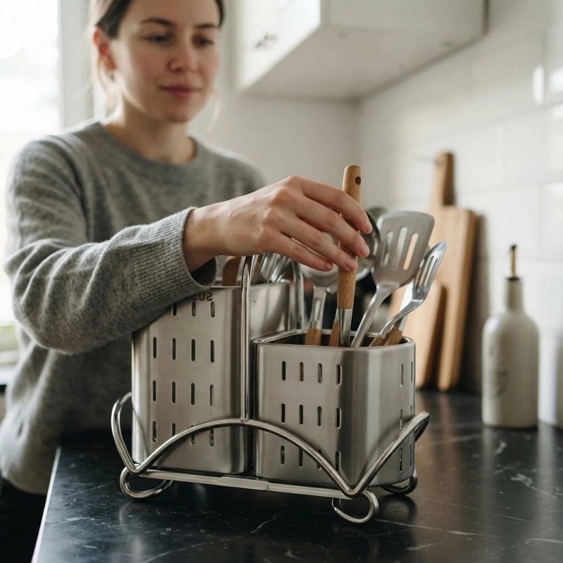 Pot ustensiles Cuisine dame remettant ustensile