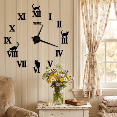 Horloge murale design sur mur de planche
