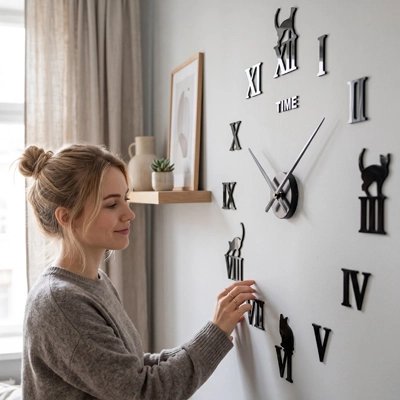 Horloge murale design sur mur gris