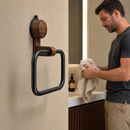 Porte serviette homme chandail noir s essuyant mains
