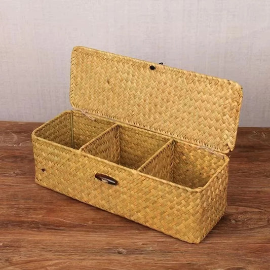 Boîte de rangement compartimentée | Tressée main