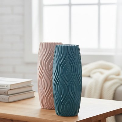 Vase rose et  un bleu